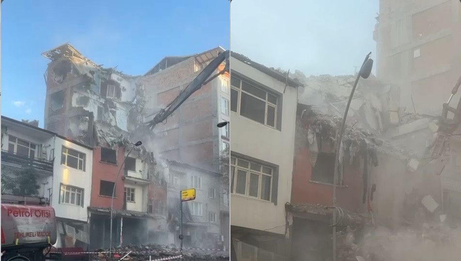 Ağır Hasarlı Yapı Çevresindeki Binalara Zarar Vermeden Yıkıldı