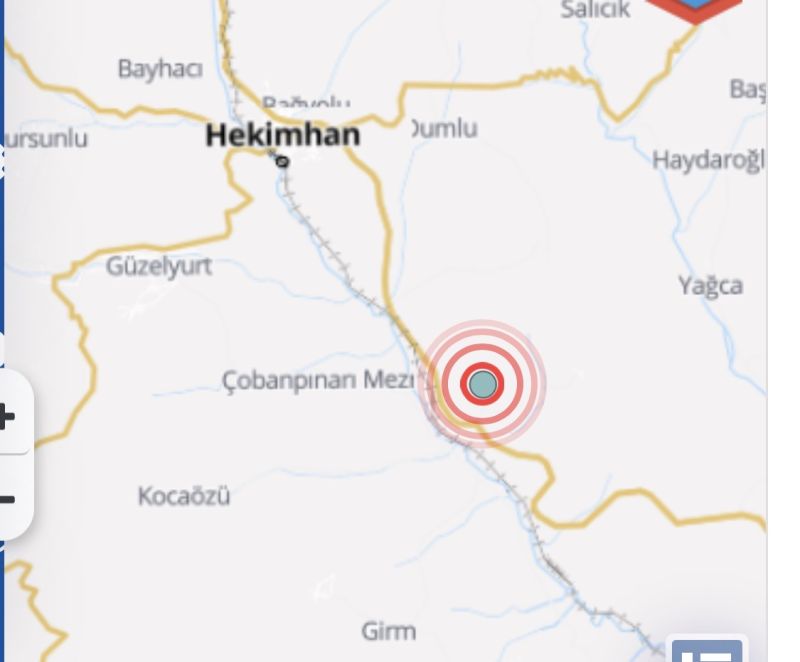 Hekimhan’da 3,2 Büyüklüğünde Deprem Meydana Geldi