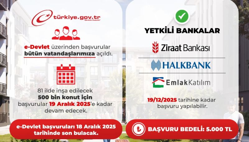 Yüzyılın Konut Projesinde E-Devlet Başvuruları sürüyor