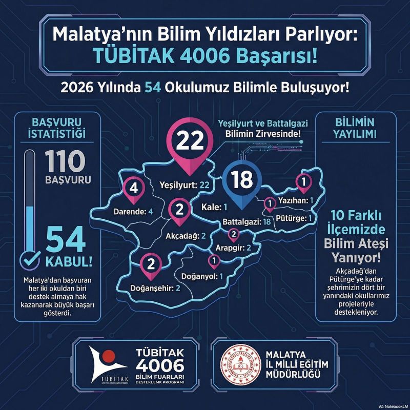 Malatya’da TÜBİTAK 4006 Bilim Fuarları Sonuçları Açıklandı