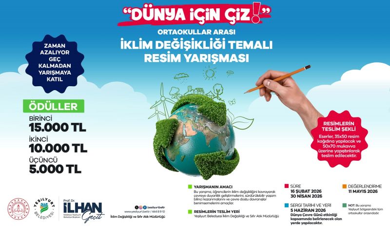 Yeşilyurt Belediyesi’nden Öğrencilere “Dünya İçin Çiz” Yarışması