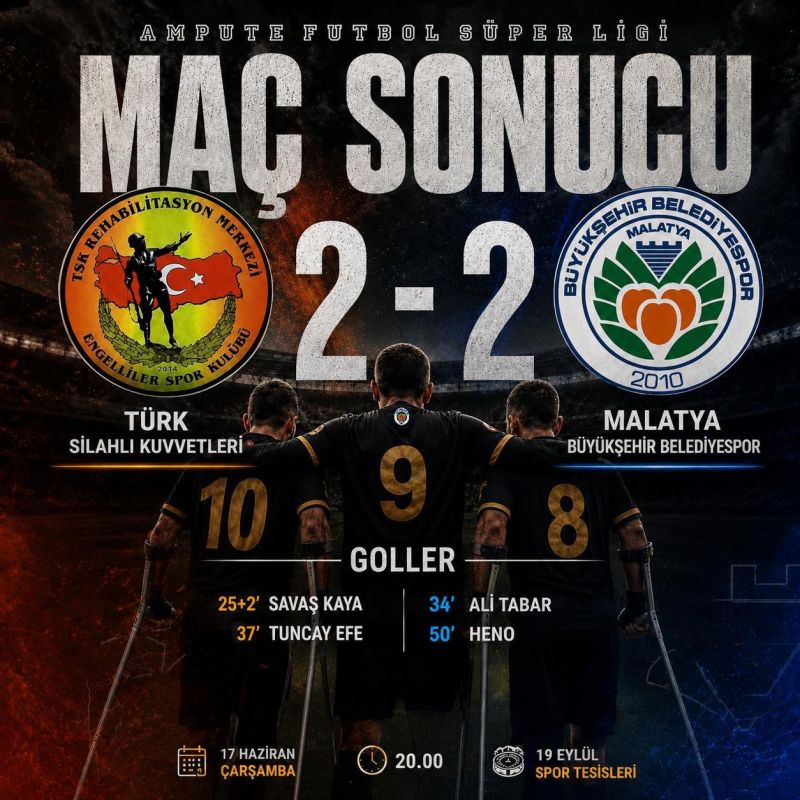 Malatya Büyükşehir Ampute Futbol Takımı Ligi 4. Sırada Tamamladı