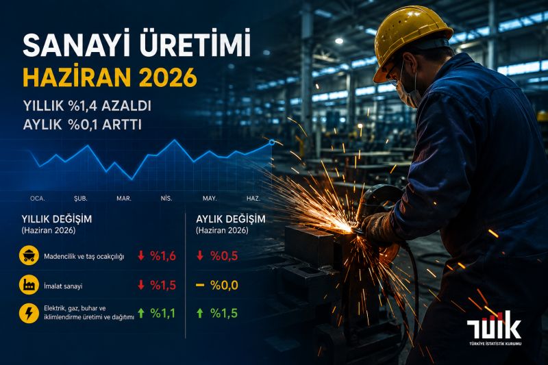 Sanayi Üretimi Haziran'da Yıllık Yüzde 1,4 Azaldı