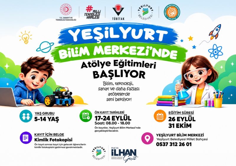 Yeşilyurt Bilim Merkezi Atölye Eğitimlerinin Kayıtları Başladı