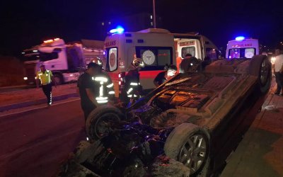 Otomobil takla atarak ters döndü: 1 yaralı