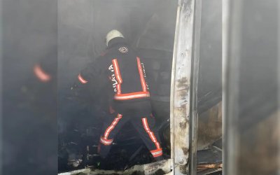 TOKİ şantiyesinde konteyner yangını