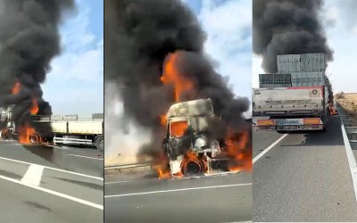 Seyir Halindeki Tırda Yangın Paniği