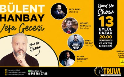 Malatya’da Vefa Gecesi: Bülent Hanbay Stand-Up Gösterisi 13 Eylül’de Sahnelenecek