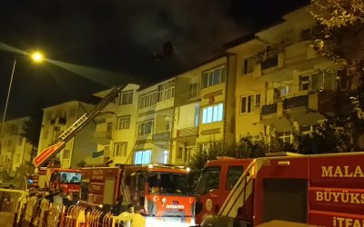 Malatya’da 4 Katlı Binanın Çatısında Yangın